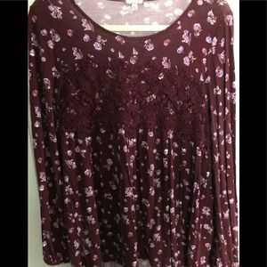 Burgundy floral top